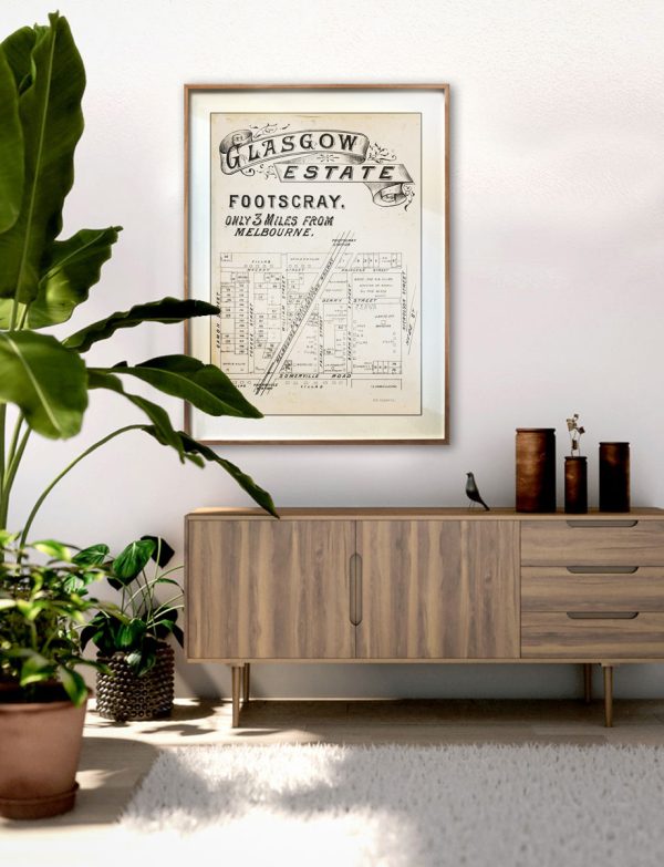 Map | Timber Frame | Melbourne | Print modern