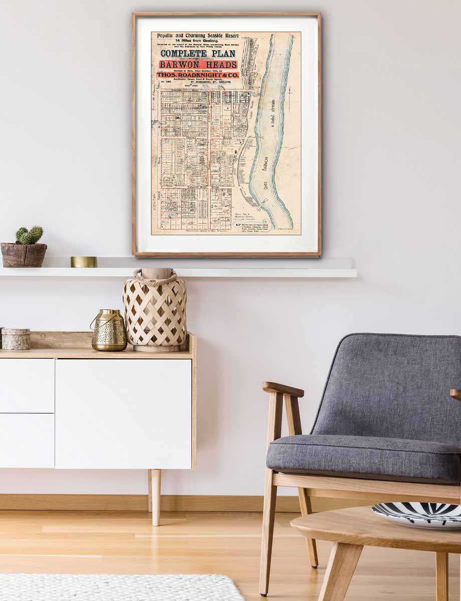 Print modern | Framed Prints | Maps | Decor | Barwon Heads | Melbourne | Historical maps and posters
