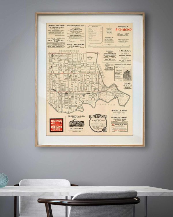 Map Prints | Maps | Richmond | Melbourne | Print modern