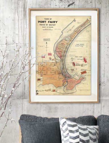 Vintage Map Prints | Maps | Port Fairy | Melbourne | Print modern
