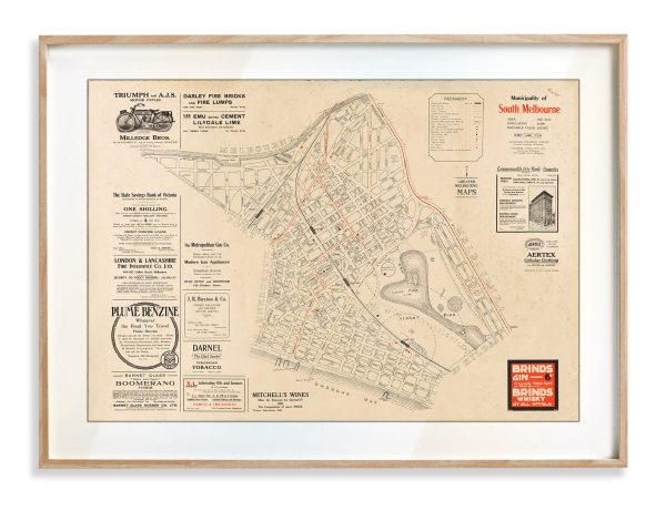 Vintage Map Prints | Maps | South Melbourne | Victoria | Print modern
