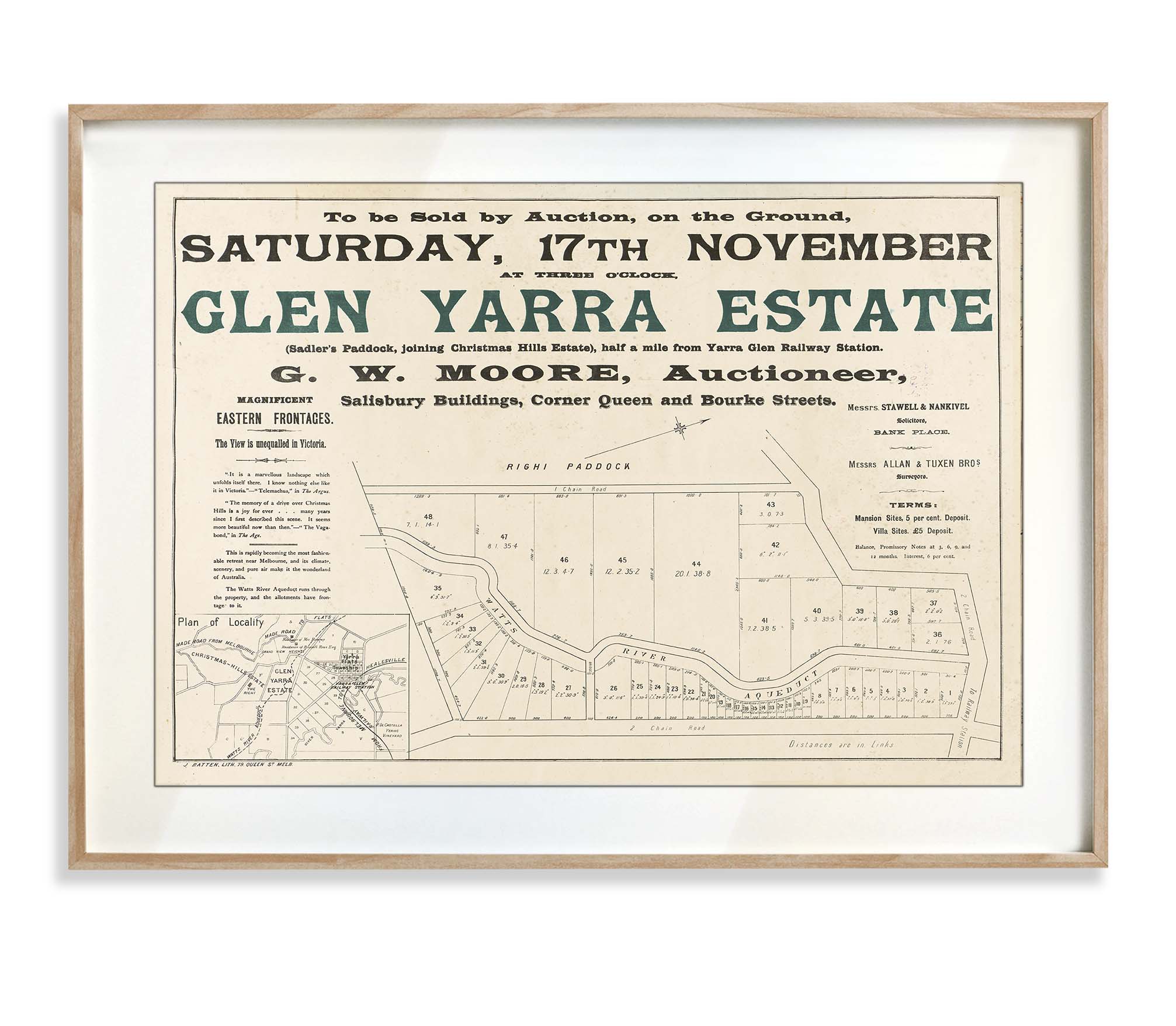 Yarra Glen Map Prints