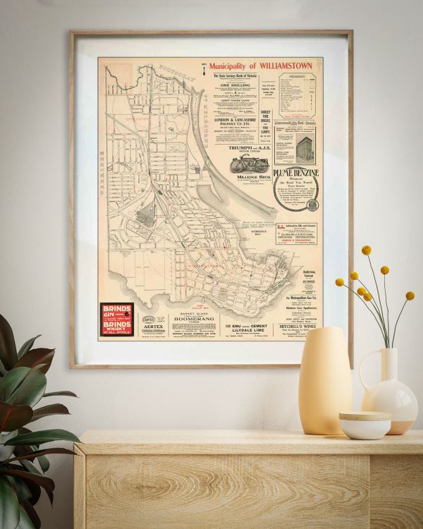 Print modern | Framed Prints | Maps | Decor | Williamstown | Melbourne | Historical maps and posters