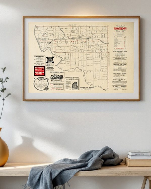 Hawthorn Map print | Wall art | Melbourne | Print modern