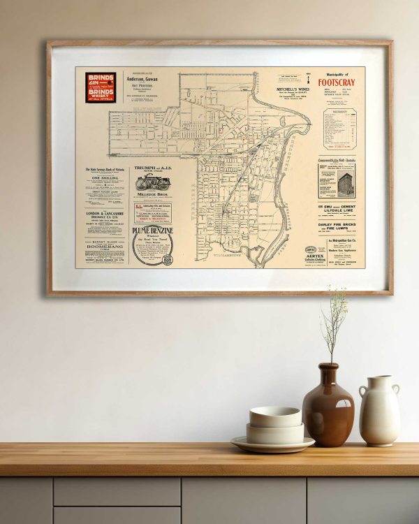 Footscray Map print | Wall art | Melbourne | Print modern